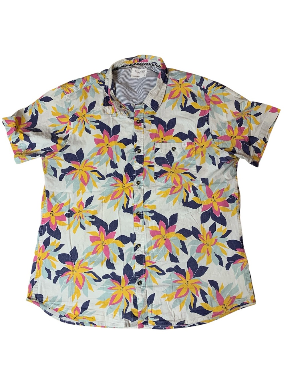 Sovereign Code Floral Abstract Short Sleeve Button Down Shirt - Men's Size XL